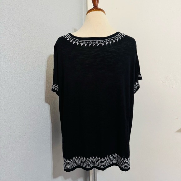 Rafaella Black Bohemian Embroidered Women's Relaxed Fit Lightweight Top Size XL‎ - Picture 10 of 17